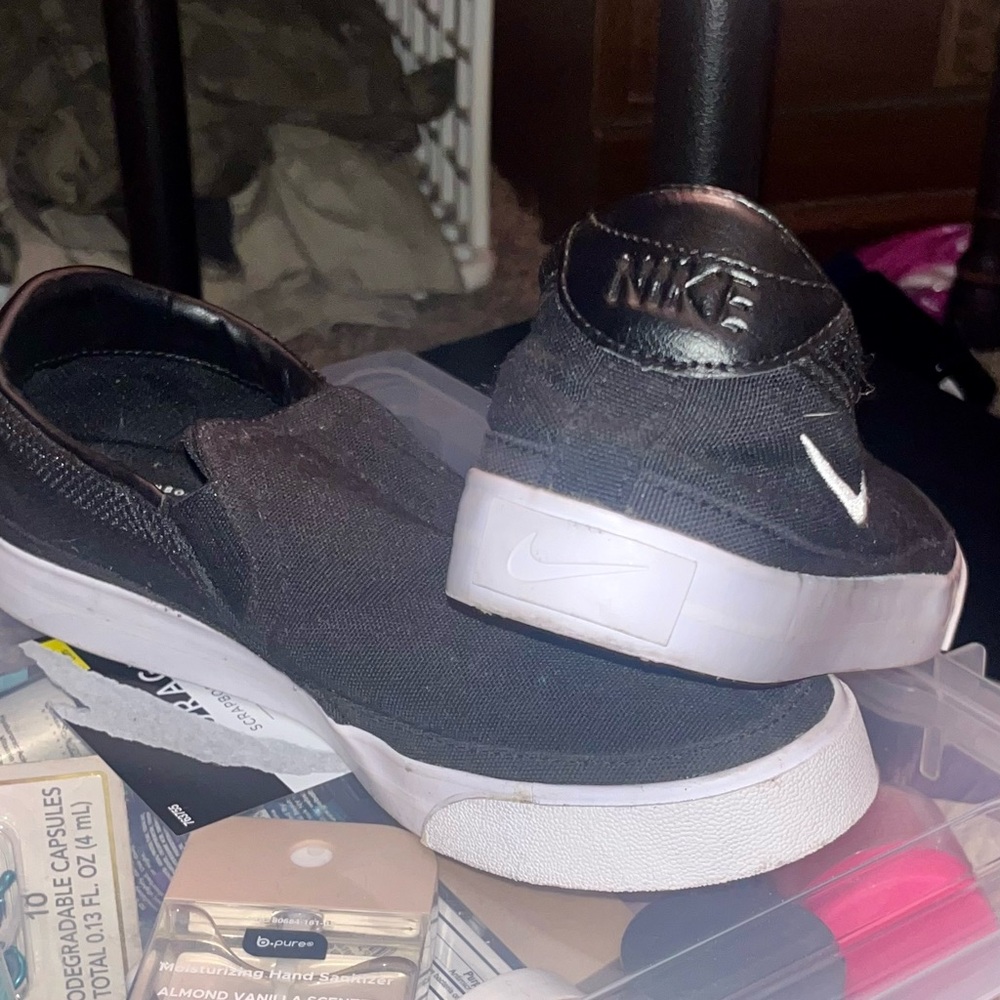 Nike Black and White Slip-On Shoes